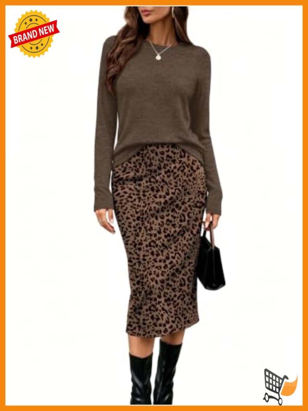 2 Piece Midi Skirt Set Long Sleeve Top with Pockets Cozy Loungewear